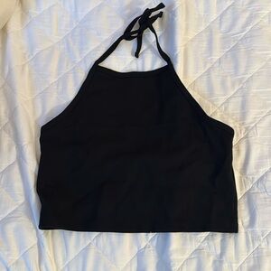 Aritzia black tie crop top; size M, never worn